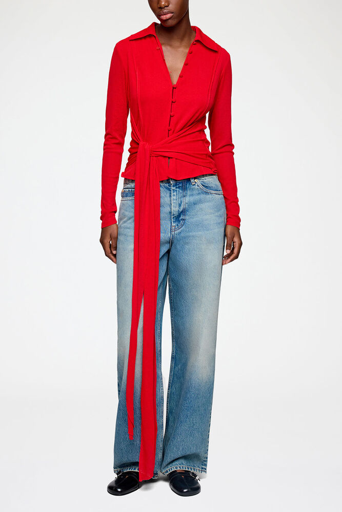 Chemise en maille chinée rouge, Goji Berry