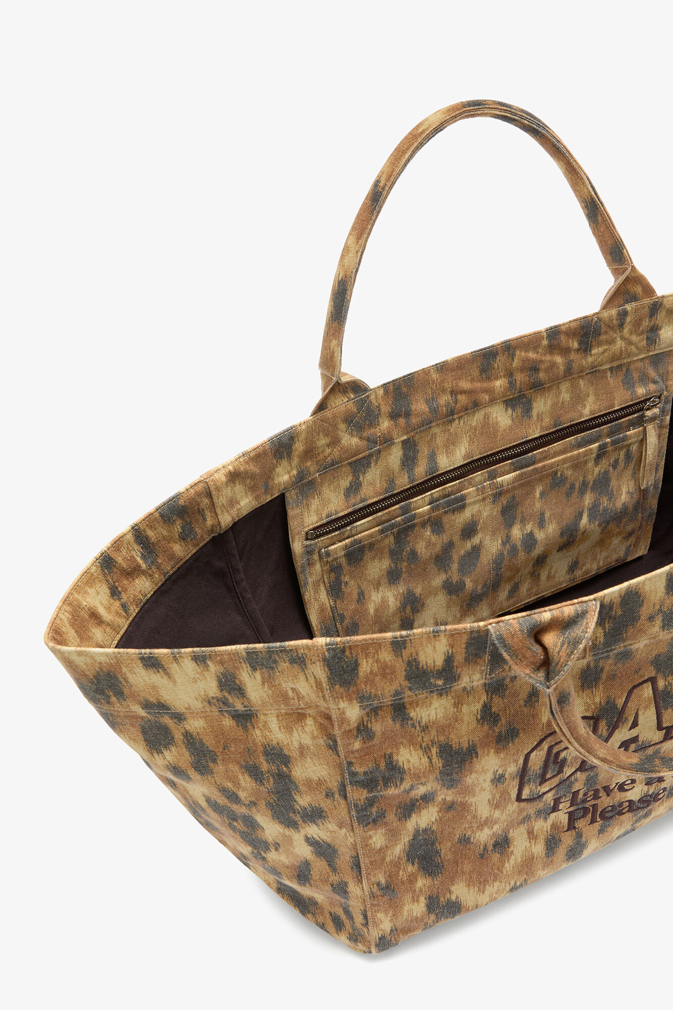 Tote XXL in Ikat Animal, Recycled Cotton, in colour Burro - 3 - GANNI