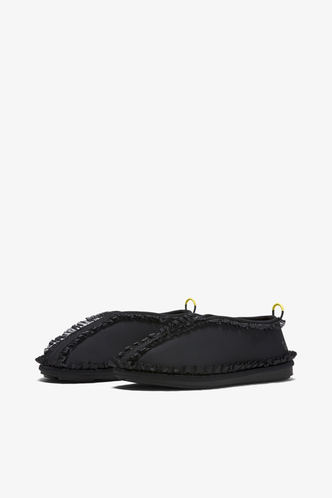 Flat Mate Ruffle Trim Shoes, Nylon, in colour Black - 2 - GANNI