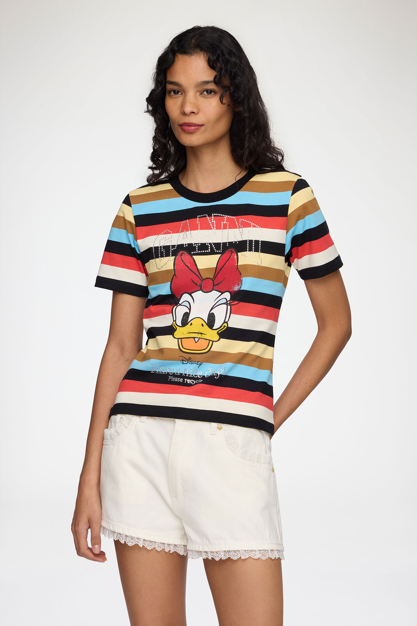 Baby Fit T-shirt with Daisy Duck, Organic Cotton, in colour Multicolour - 1 - GANNI