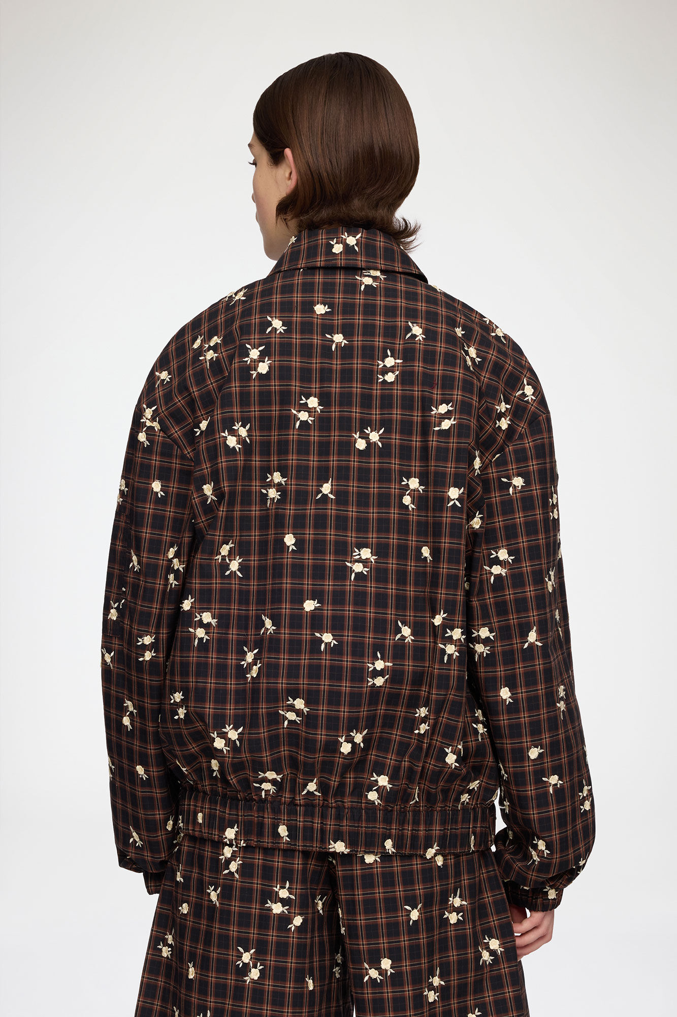 Bomberjacke mit Blumenkaromuster, Organic Cotton, in colour Cappuccino - 3 - GANNI