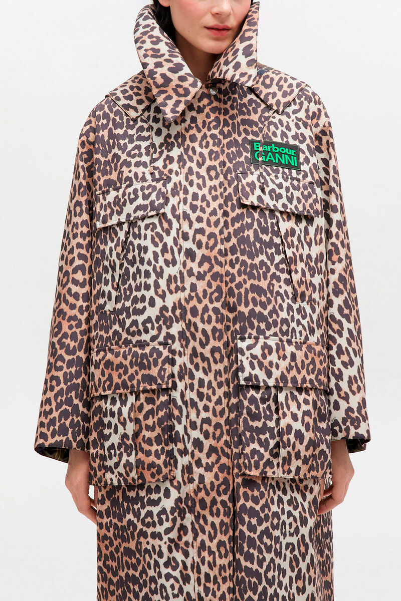 Long Coat in Leopard, Recycled Polyester, in colour Leopard - 4 - GANNI