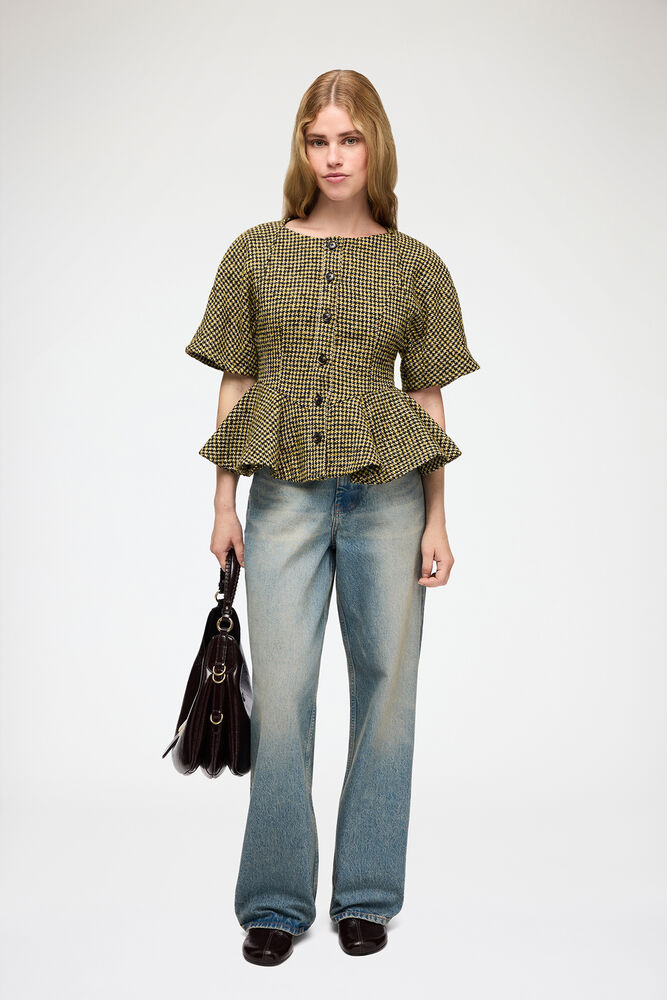Blouse in Yellow Check, Blazing Yellow