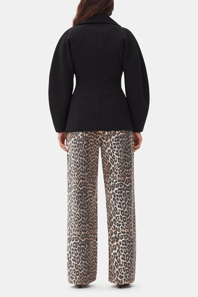 Black Bonded Crepe Curve Sleeve Jacket, Black