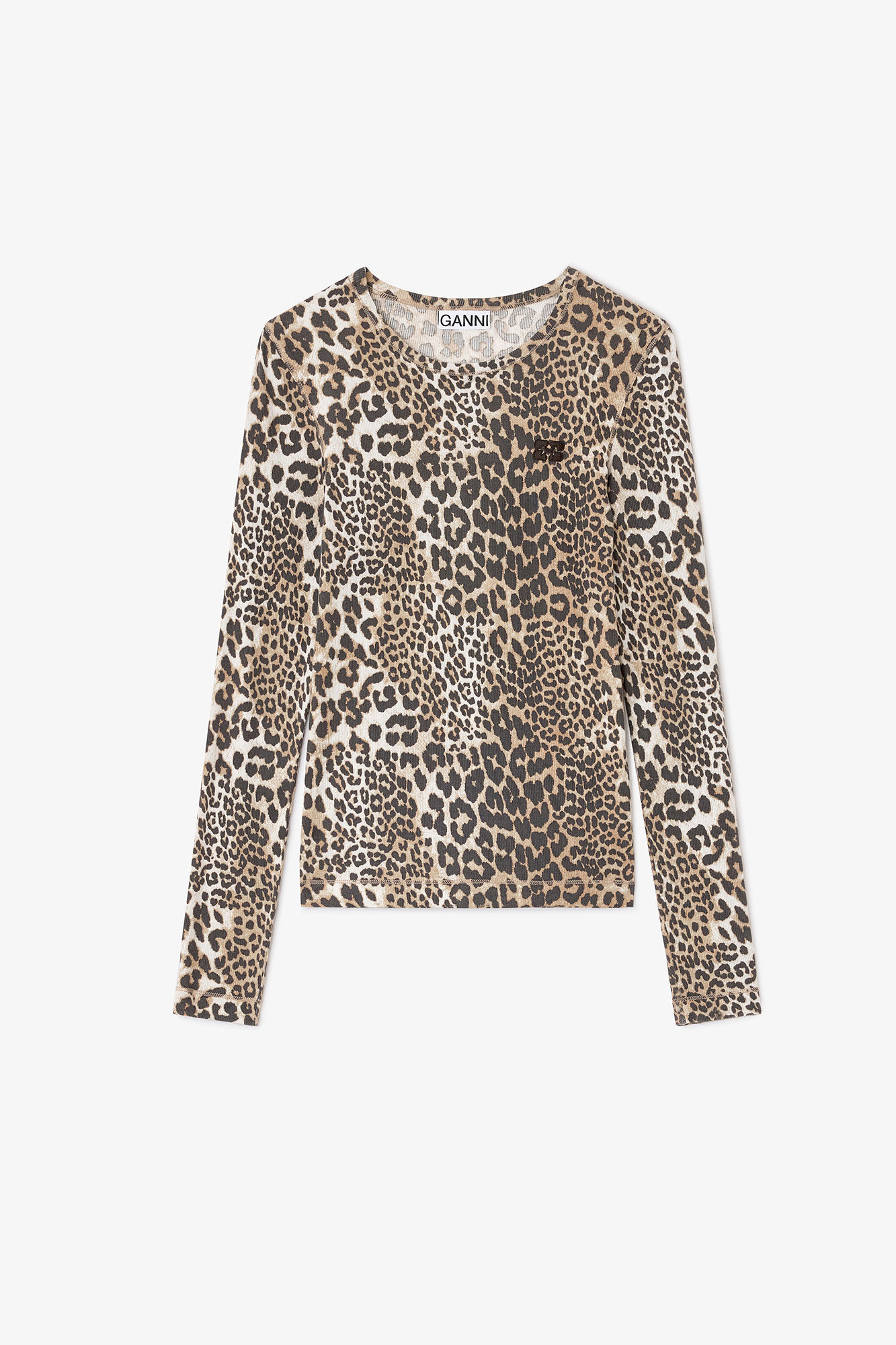 Long-sleeve in Leopard, Organic Cotton, in colour Leopard - 1 - GANNI