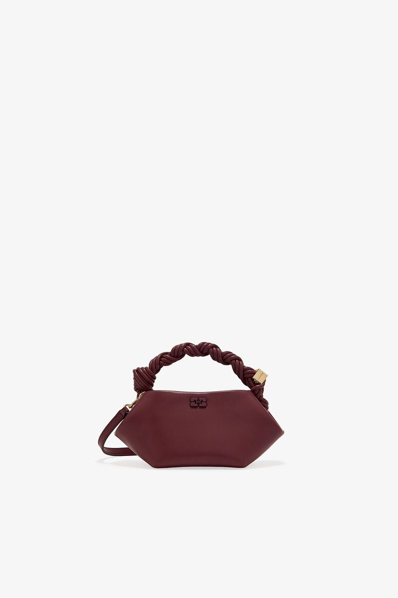 Mini Bou Bag in Burgundy , Recycled Leather, in colour Burgundy - 1 - GANNI