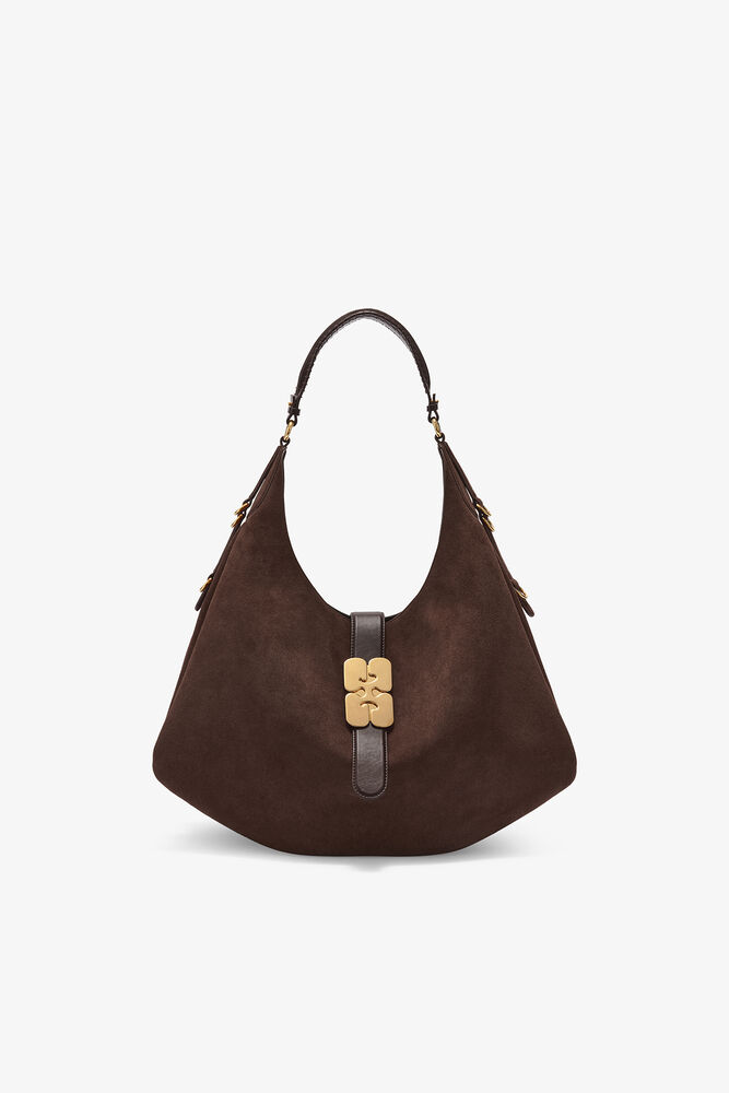 Large Kat Bag in Brown Suede, Chicory Coffee