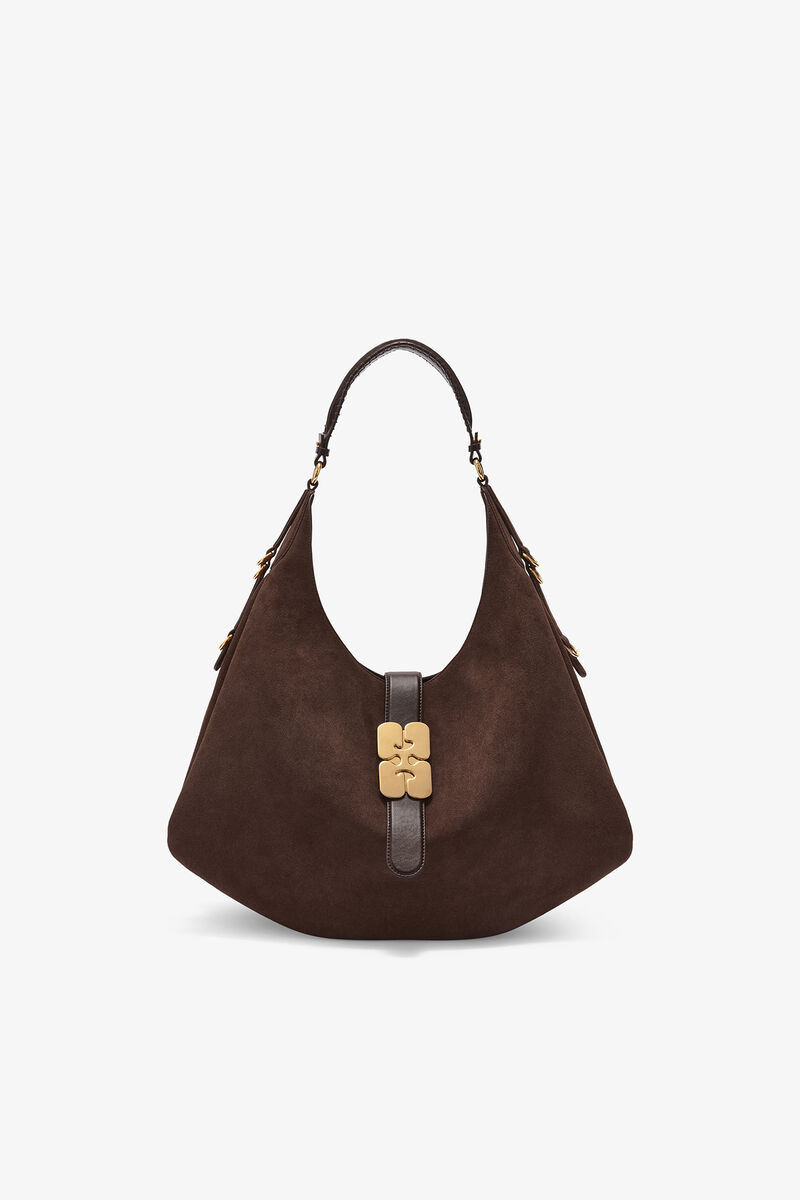 Grand sac Kat daim marron, Recycled Leather, in colour Chicory Coffee - 1 - GANNI