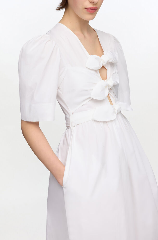 White Stretch Cotton Dress, Bright White