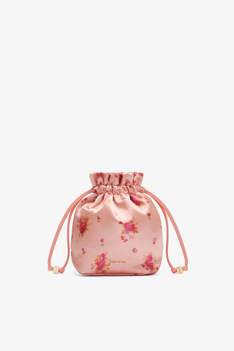 Pouch in Printed Nylon, Recycled Polyester, in colour Shrimp - 1 - GANNI
