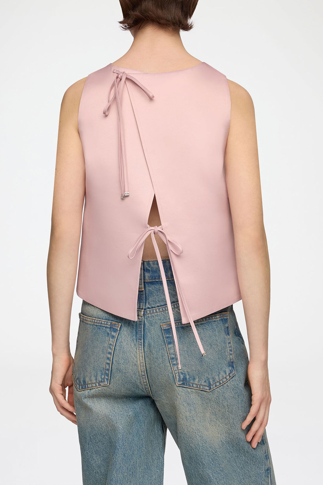Top in Pink Satin, Recycled Polyester, in colour Potpourri - 3 - GANNI