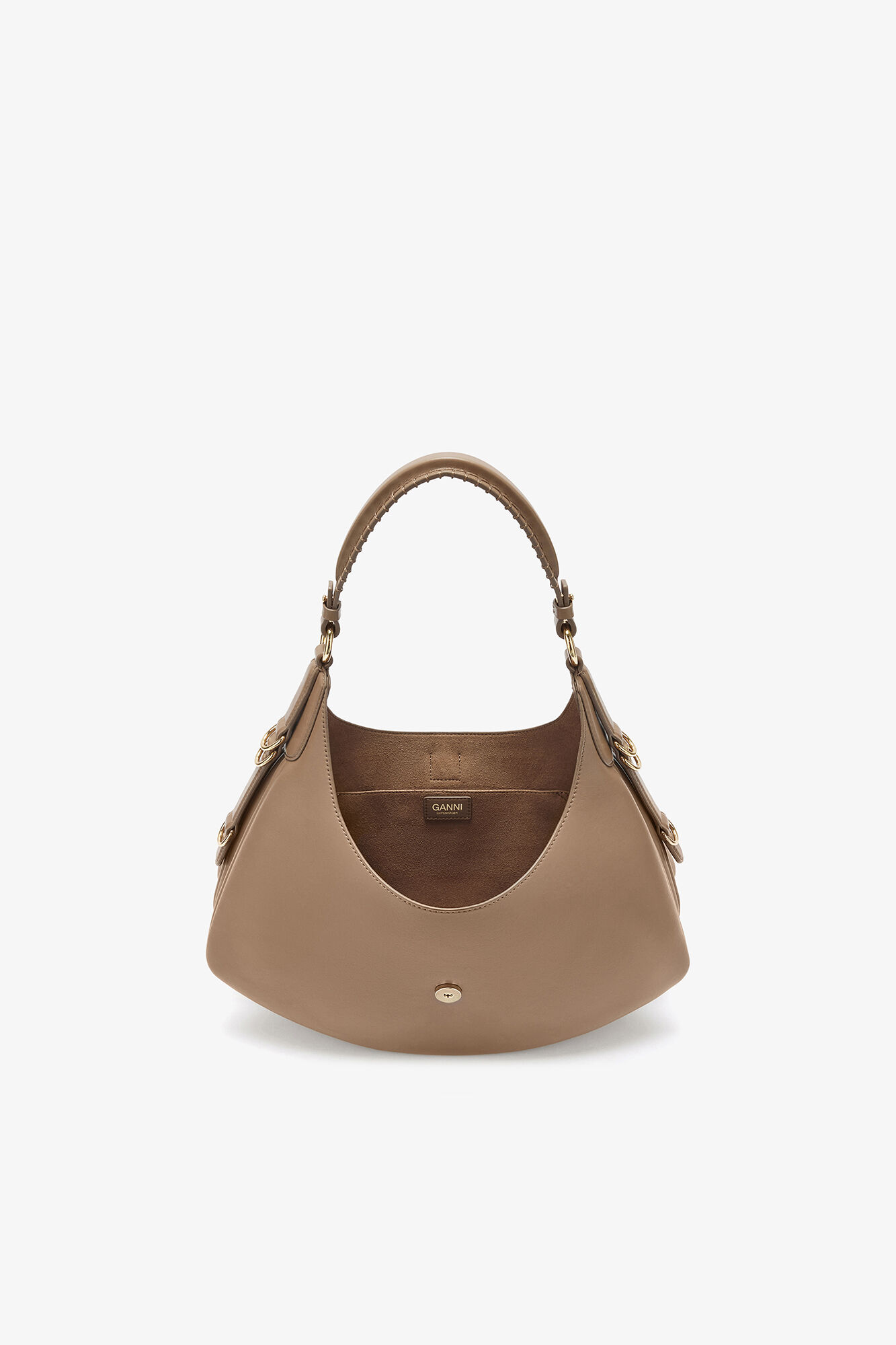 Small Kat Bag in Brown, Recycled Leather, in colour Coca Mocha - 3 - GANNI