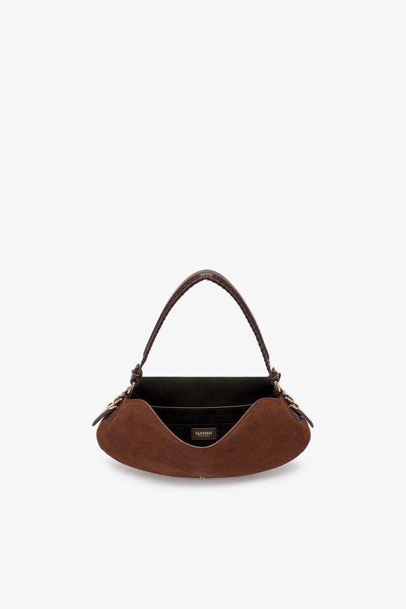 Sac B-Kat en daim marron, Recycled Leather, in colour Chicory Coffee - 3 - GANNI