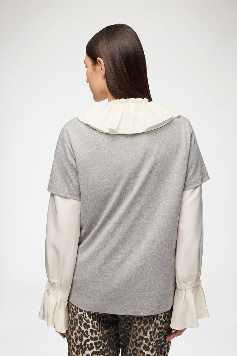 T-shirt with Forest Teddy, Organic Cotton, in colour Paloma - 3 - GANNI