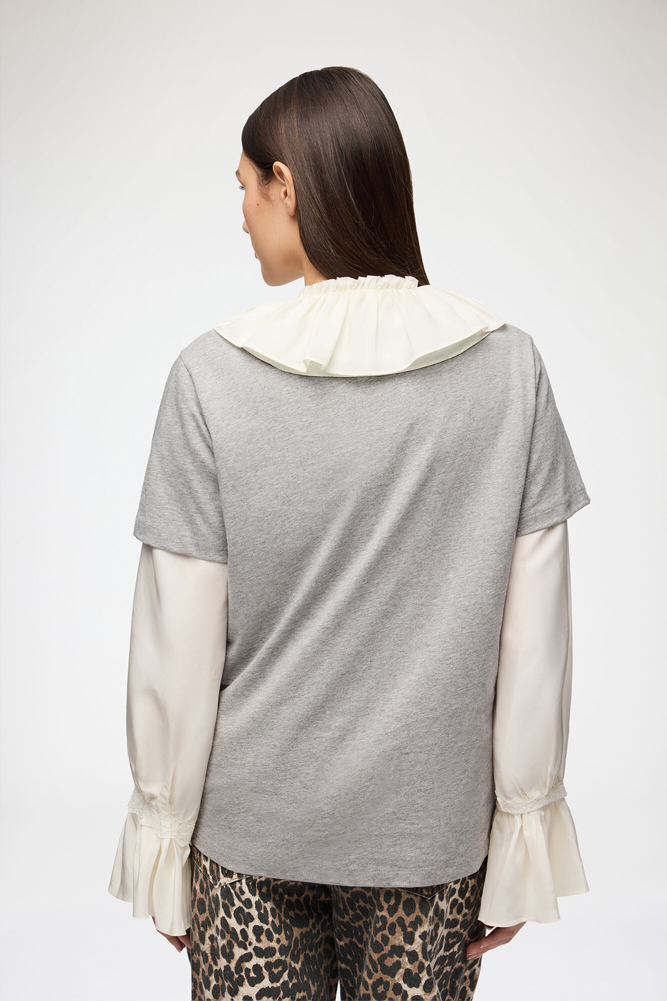 T-shirt with Forest Teddy, Organic Cotton, in colour Paloma - 3 - GANNI