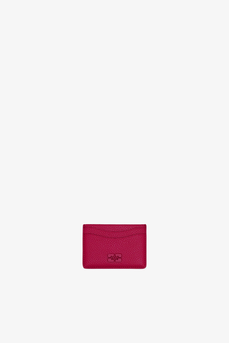Bou Card Holder in Grained Red, Recycled Polyester, in colour Persian Red - 1 - GANNI