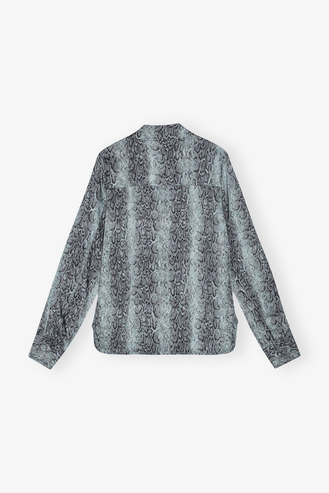 Chemise bleue à imprimé serpent, Celestial Blue
