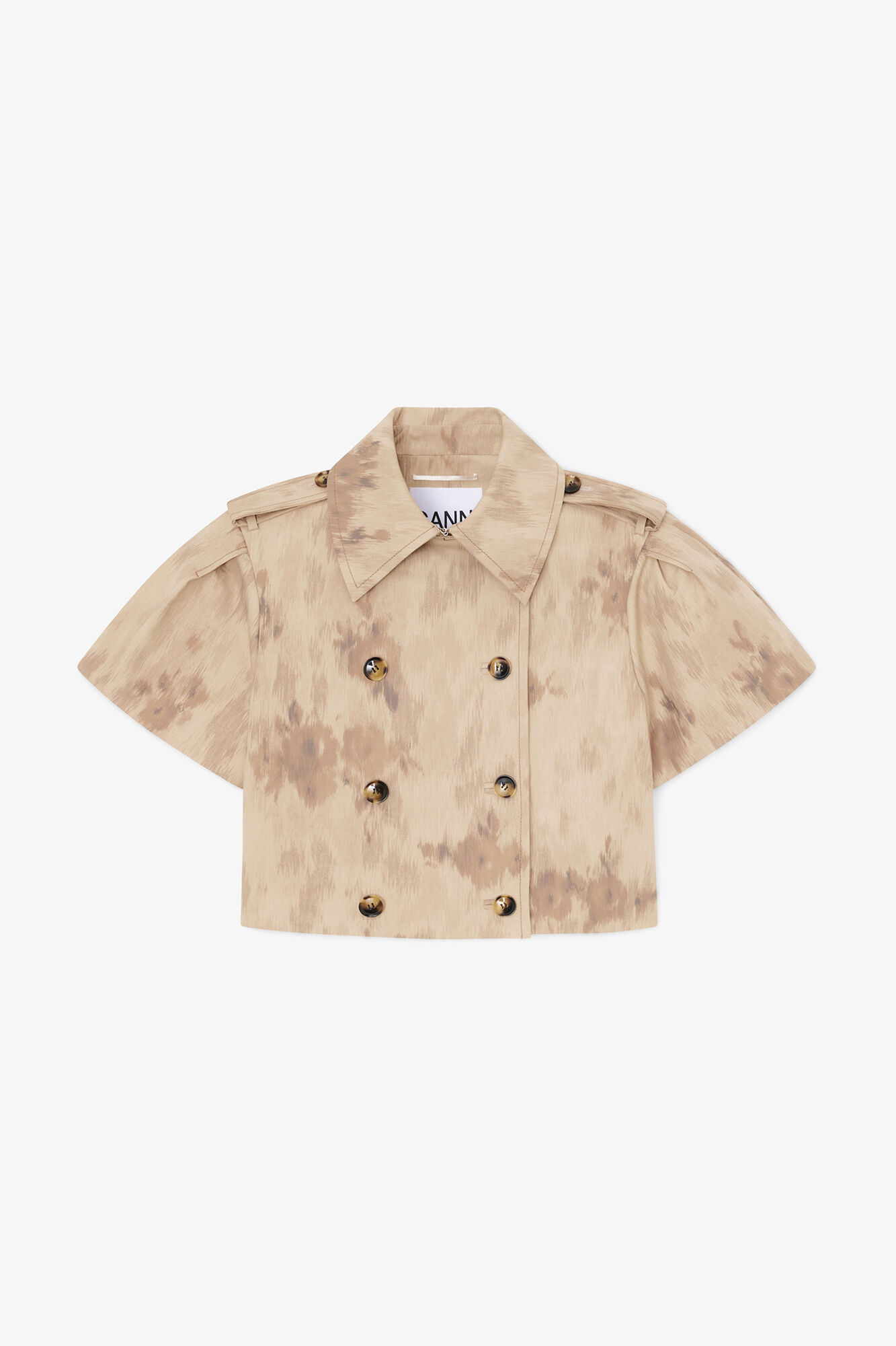 Jacket in Printed Cotton, Organic Cotton, in colour Warm Sand - 1 - GANNI