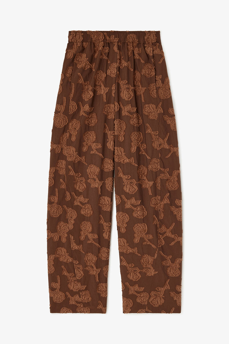 Brune bukser i Fil Coupé, Recycled Cotton, in colour Cocoa Brown - 1 - GANNI