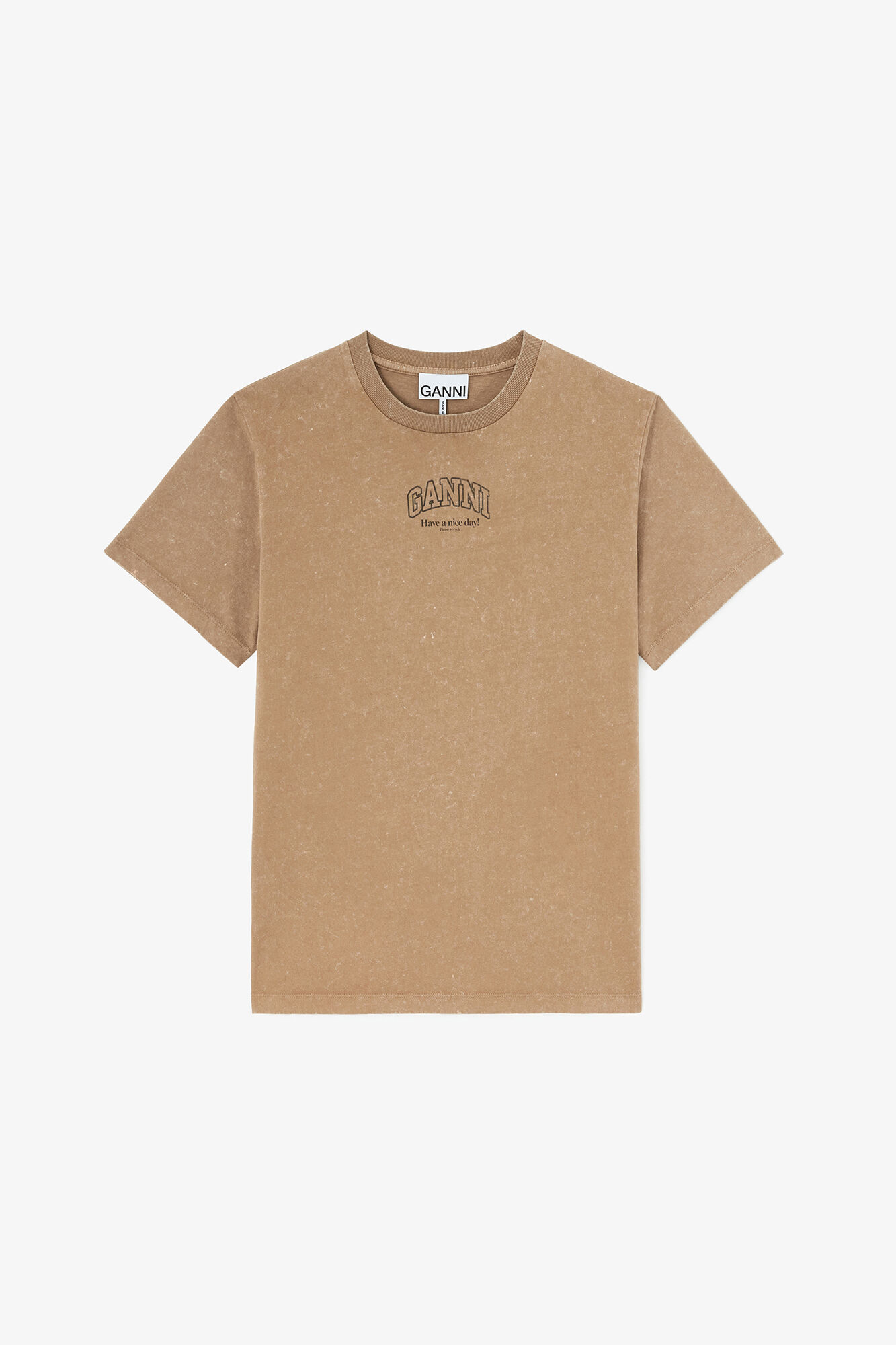 Essentials T-shirts with Washed Effect, Organic Cotton, in colour Coca Mocha - 1 - GANNI