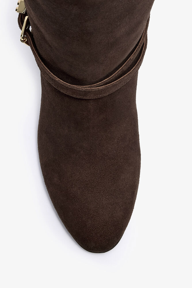Kat High Boot in Brown Suede, Chicory Coffee