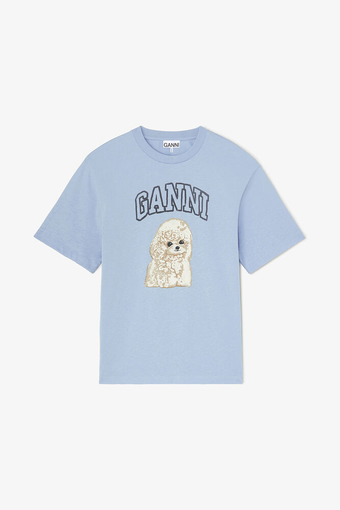 T-shirt with Poodle, Soft Chambray