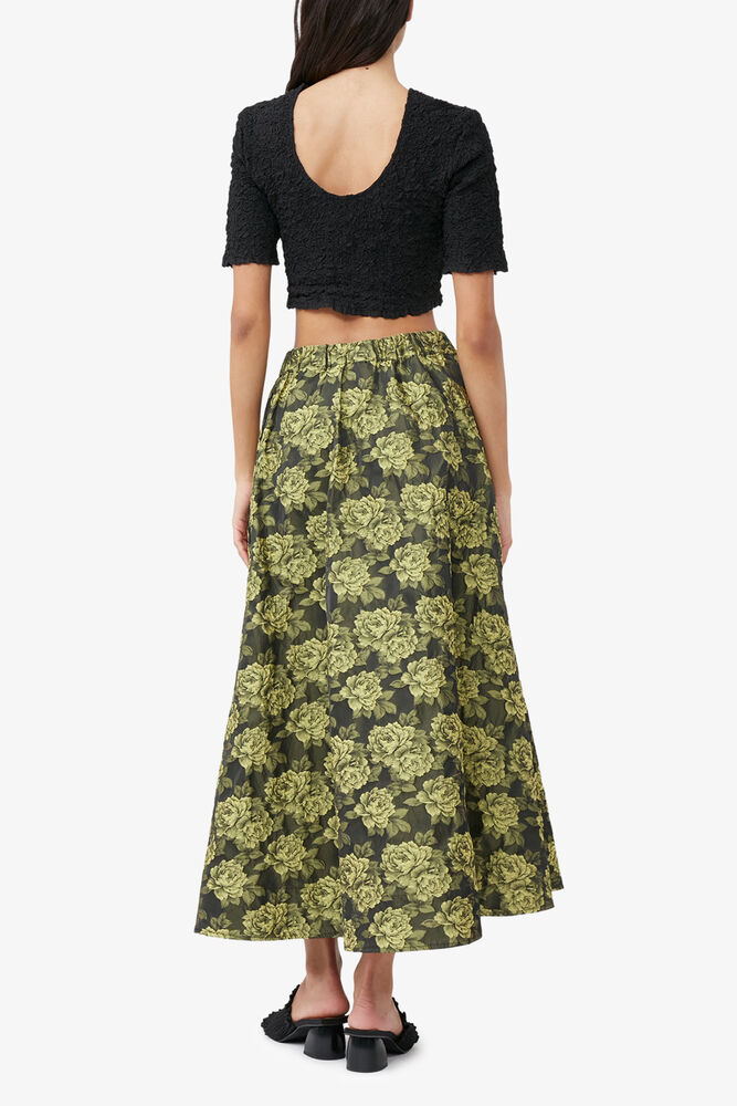 Black Cotton Poplin O-neck Cropped Smock Top, Black