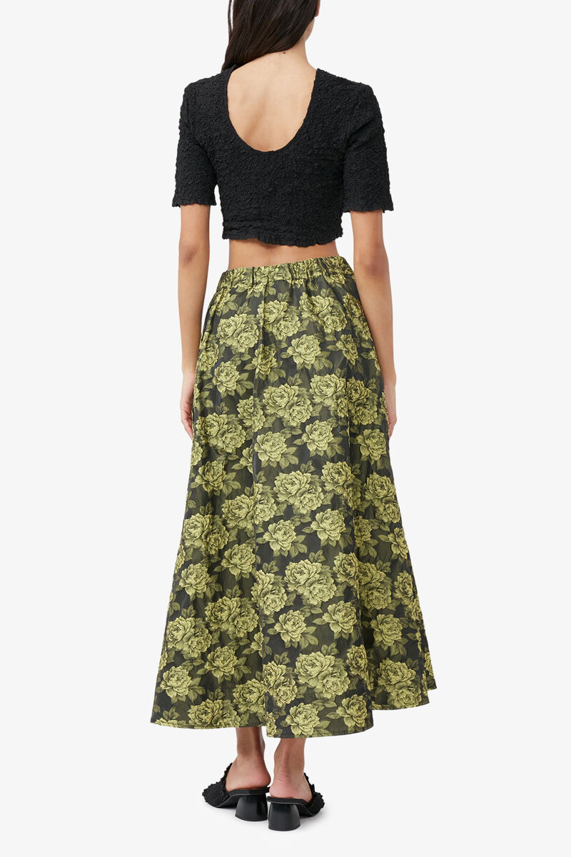 Black Cotton Poplin O-neck Cropped Smock Top, Organic Cotton, in colour Black - 2 - GANNI