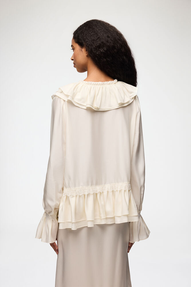 Blouse in Viscose Silk, Egret
