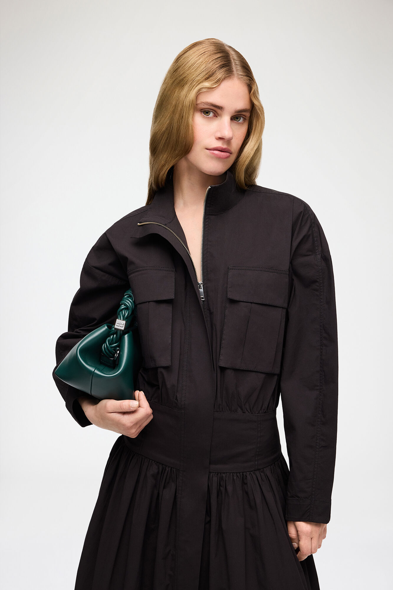 Dress in Black Cotton, Organic Cotton, in colour Black - 3 - GANNI