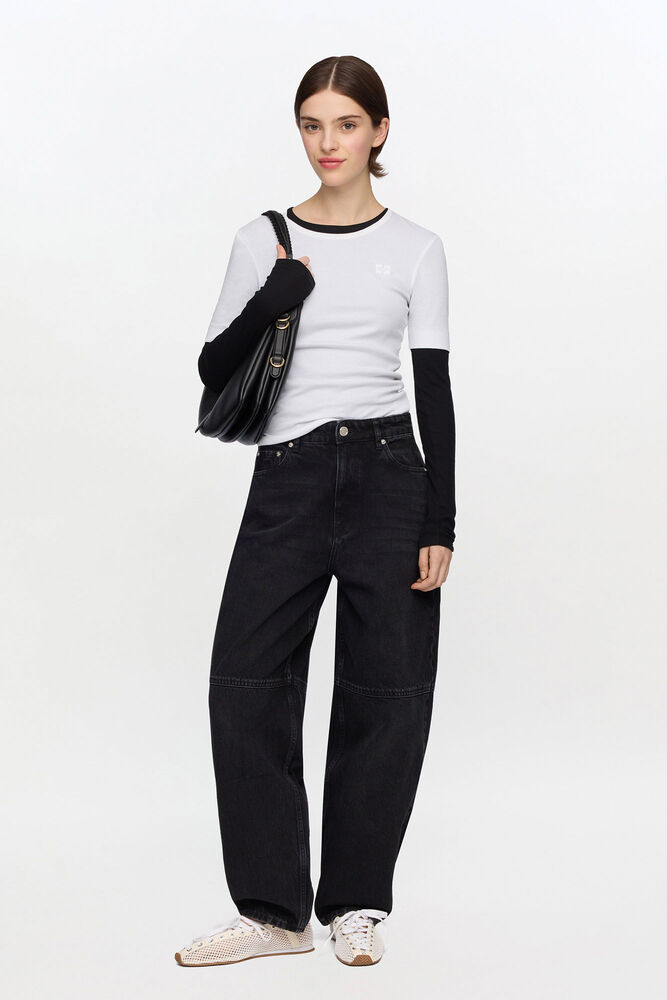 Stary Jeans in Black Rigid Denim, Black Washed