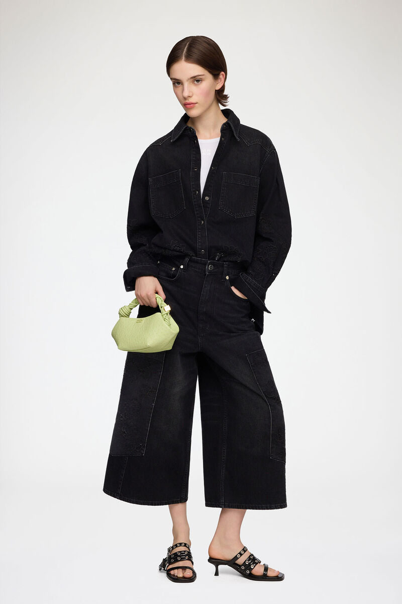Mini Bou taske i grøn ostrich, Recycled Polyester, in colour Lily Green - 2 - GANNI