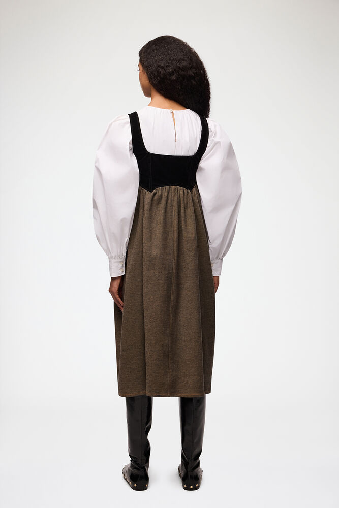 Dress in Neppy Denim, Chicory Coffee