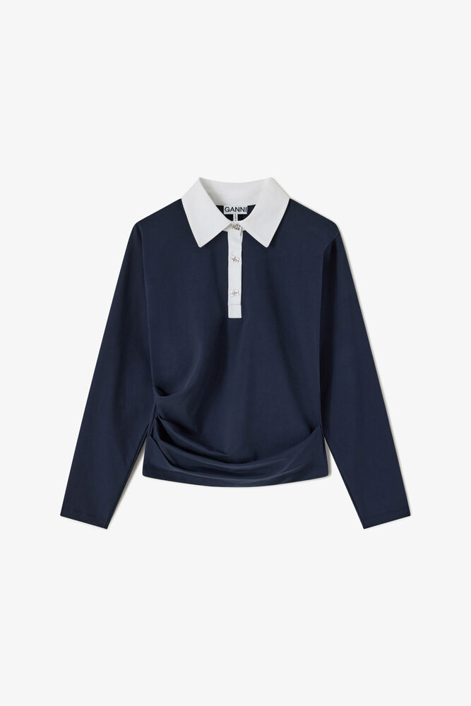 Polo Shirt in Navy Jersey, Sky Captain