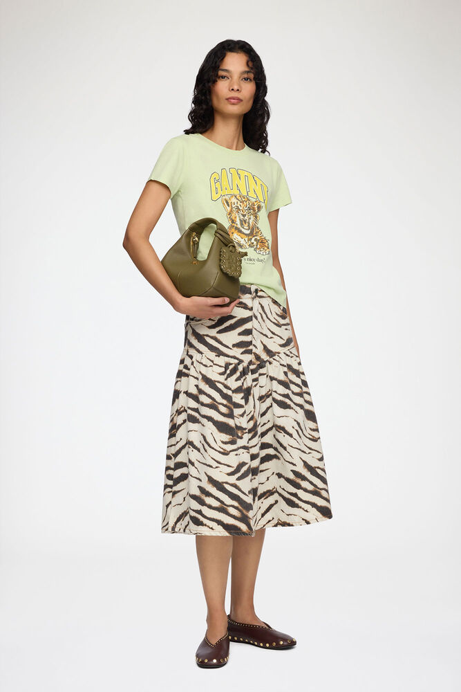 Skirt in Printed Denim, Egret
