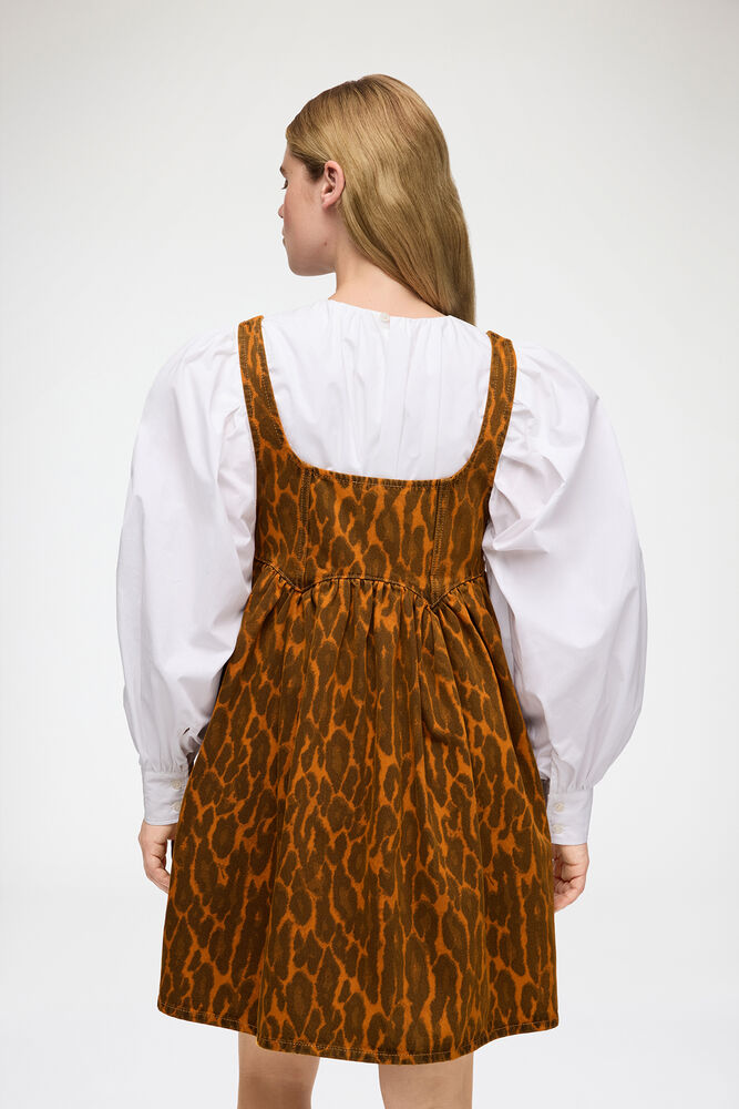 Dress in Leopard Denim, Autumn Maple