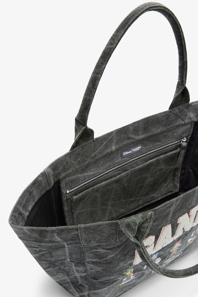 Tote Medium Daisy Duck in Bleached Cotton, Black Oyster
