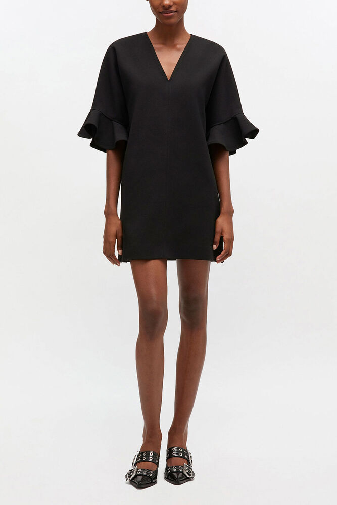 Black Mini Ruffle Dress, Black