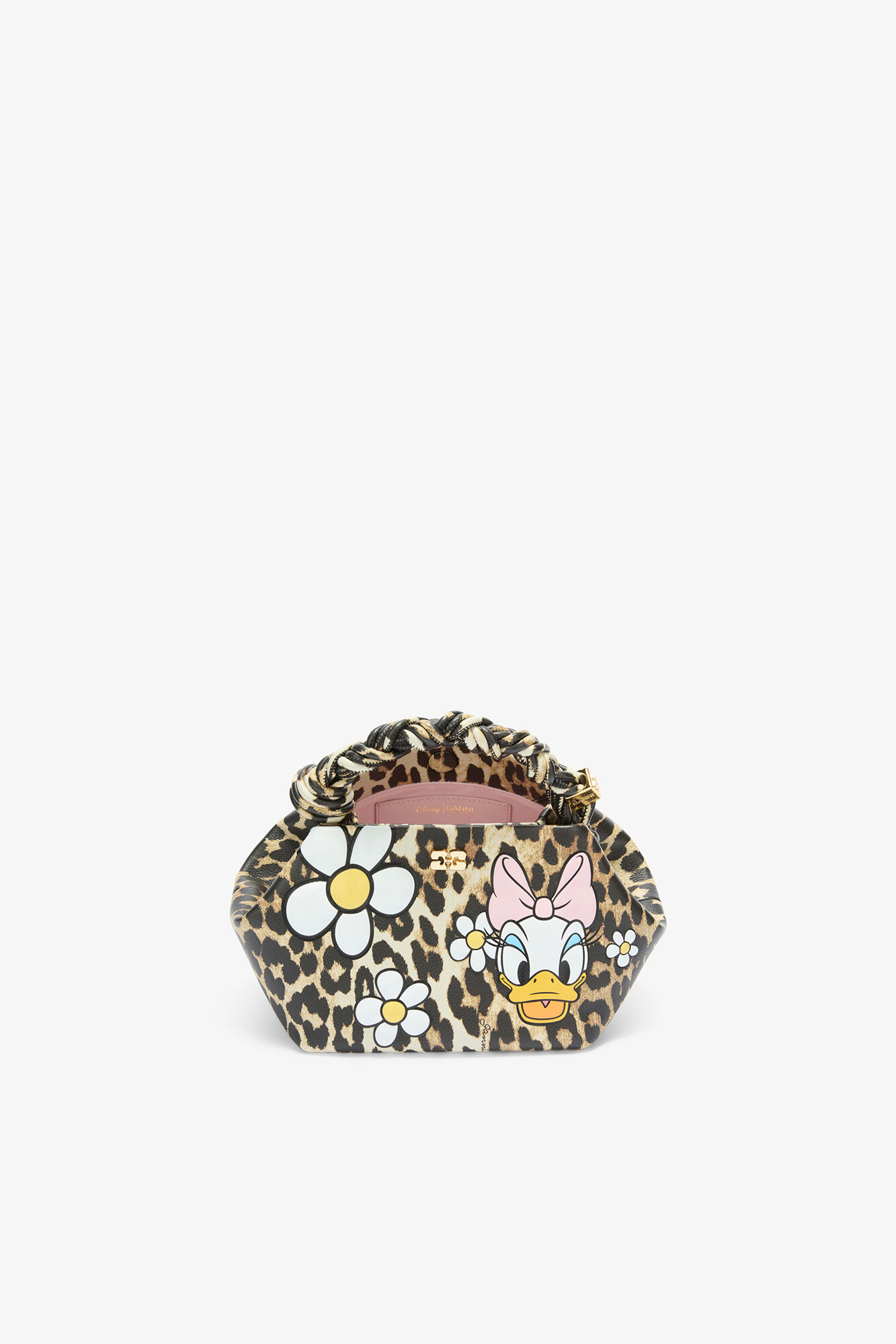 Kajsa Anka Liten Bou-väska i leopard, Recycled Polyester, in colour Almond Milk - 3 - GANNI