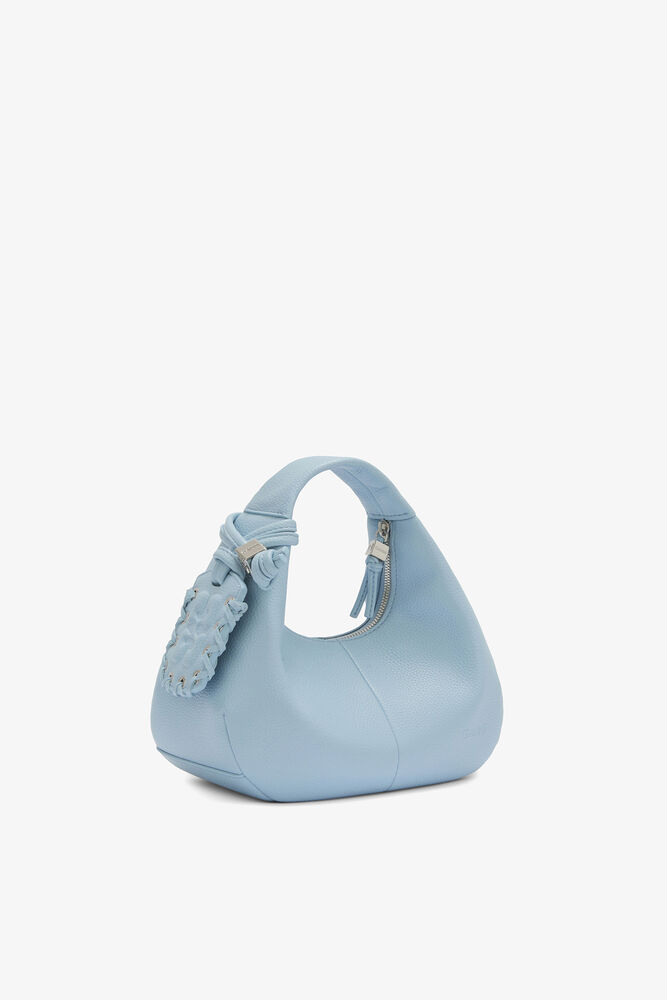 Mini Hobo Bag in Grained Blue, Celestial Blue