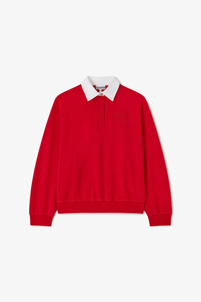 Polo Shirt with Heart Embroidery, Racing Red