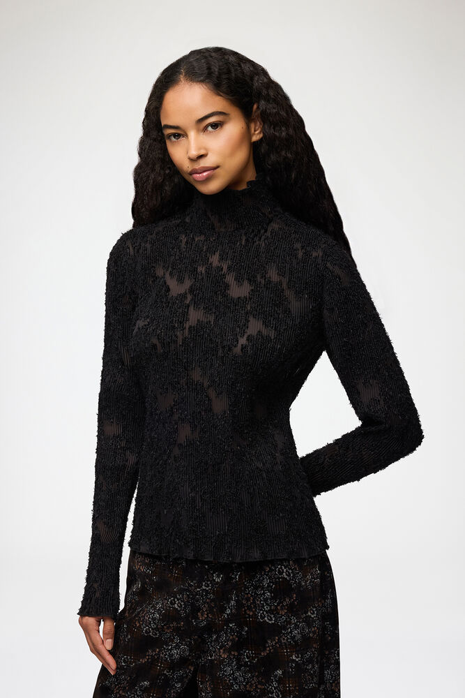 Turtleneck in Black Fil Coupe, Black