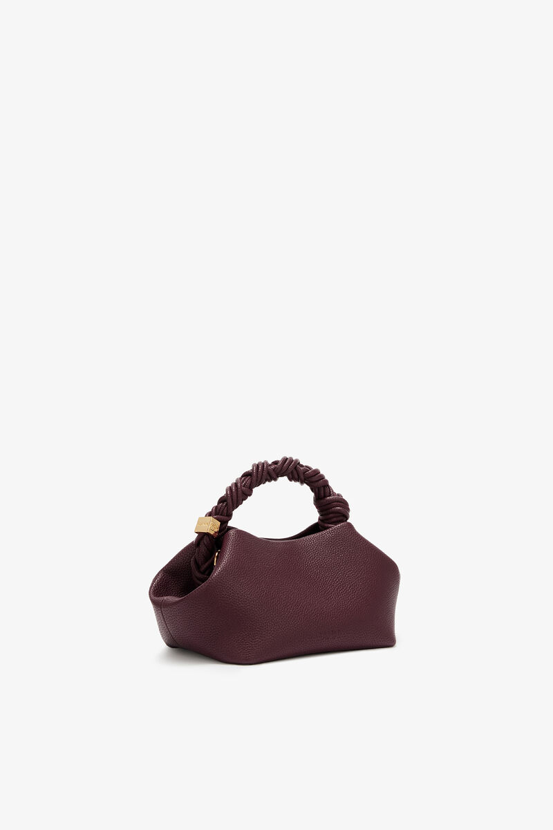 Small Bou Bag in Grained Burgundy, Polyurethane, in colour Port Royale - 2 - GANNI