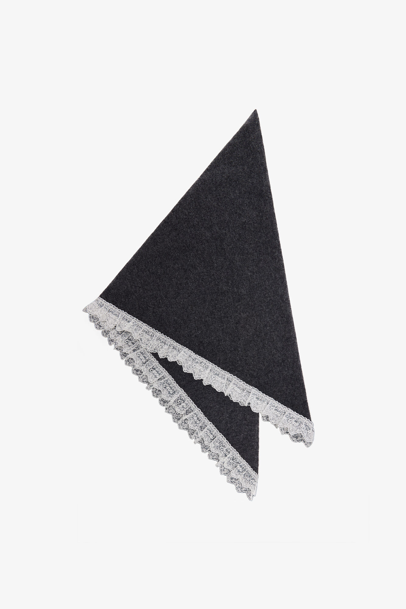 Scarf in Lace Wool, Wool, in colour Phantom - 1 - GANNI