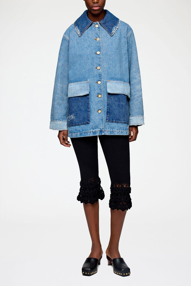 Jacket in Patchwork Denim, Mid Blue Vintage