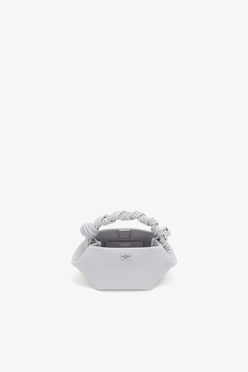 Mini Bou taske i grained grå, Recycled Polyester, in colour Quiet Gray - 3 - GANNI