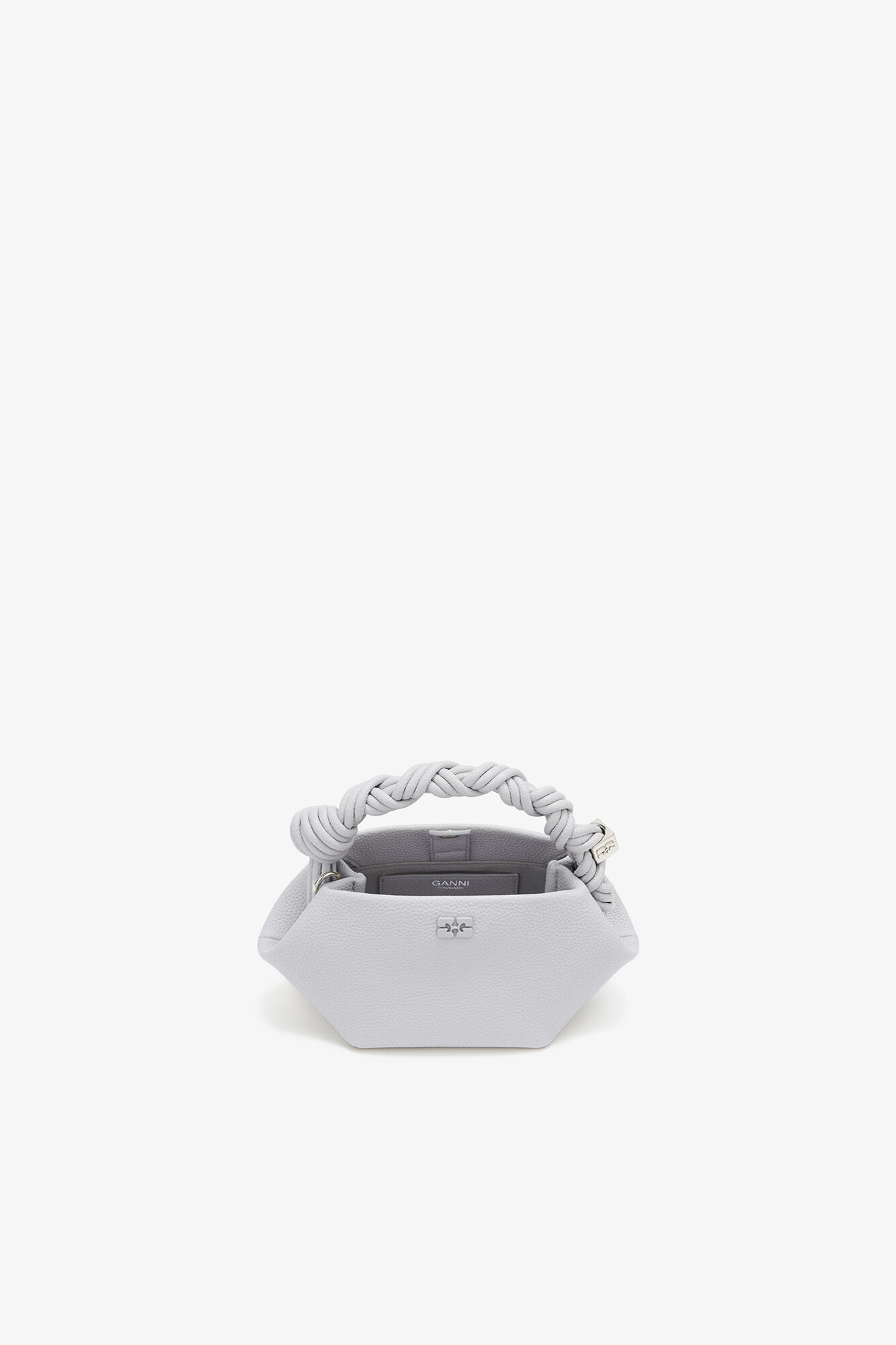 Mini Bou taske i grained grå, Recycled Polyester, in colour Quiet Gray - 3 - GANNI