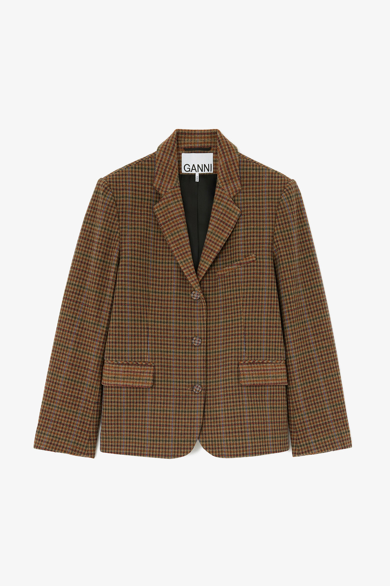 Blazer i ternet twill, Recycled Wool, in colour Multicolour - 1 - GANNI