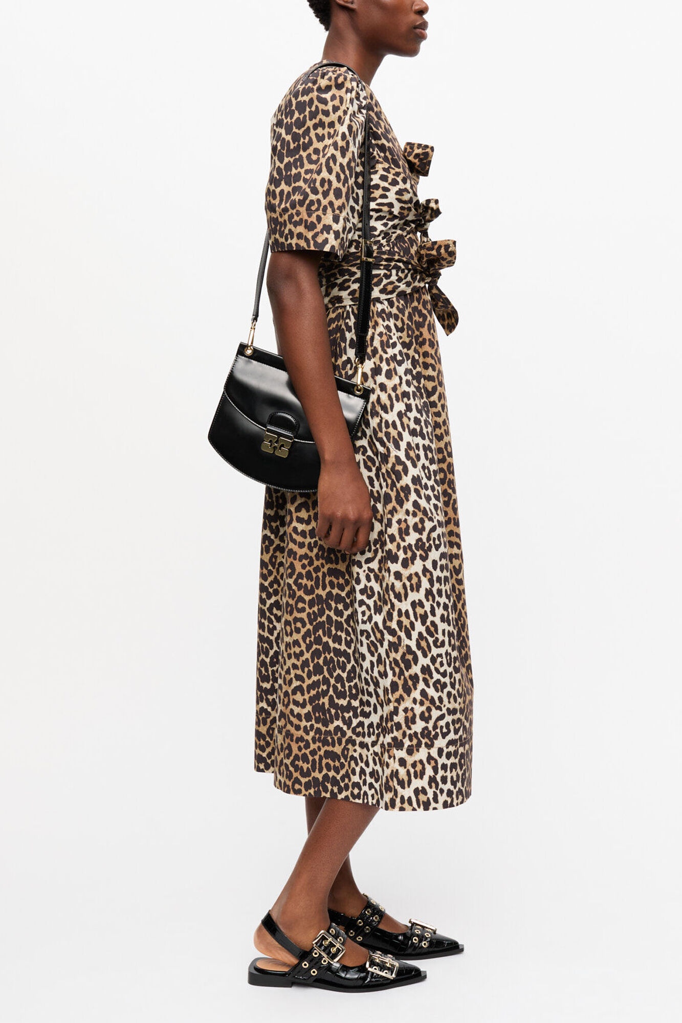 Dress in Leopard Cotton, Organic Cotton, in colour Leopard - 4 - GANNI