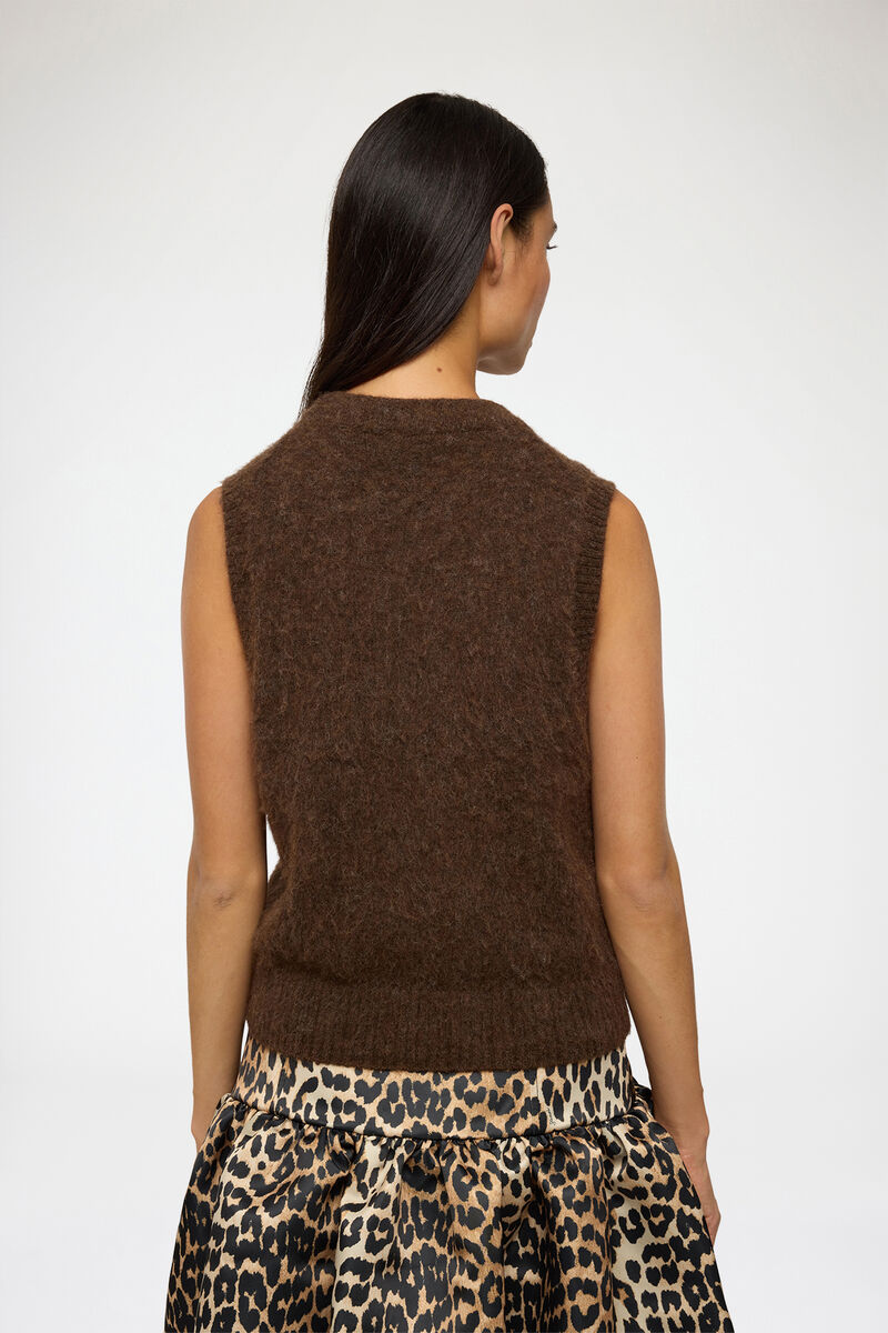 Vest with Tiger, Alpaca, in colour Chicory Coffee - 3 - GANNI